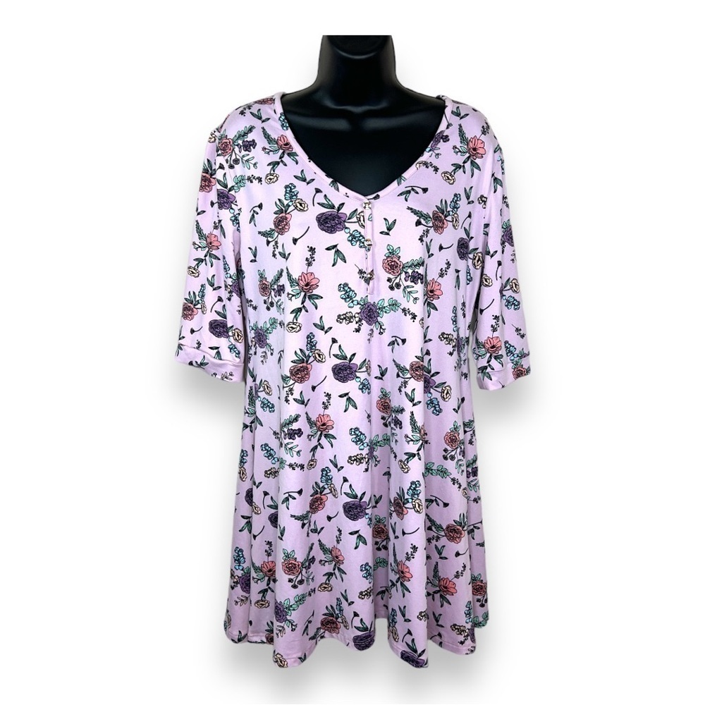 Large Nadine West Pink Floral Dress Fit Flare Pullover Stretch